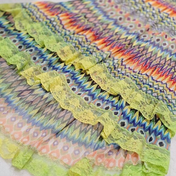 Lapis ✦ Boho Rainbow Halter Dress ✦ Lace Hi-Low Hem + Festival Vibes Sz S EUC - Picture 5 of 14